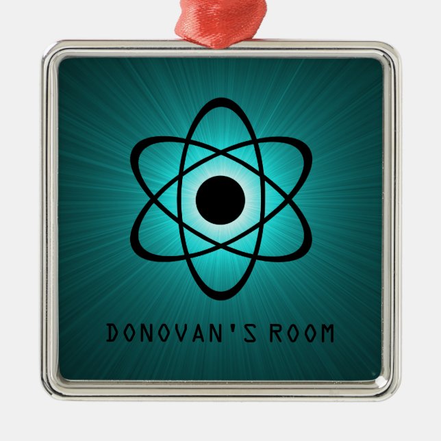 Ornamento De Metal Nerdy Atomic Door Hanger Ornament, Teal (Frente)