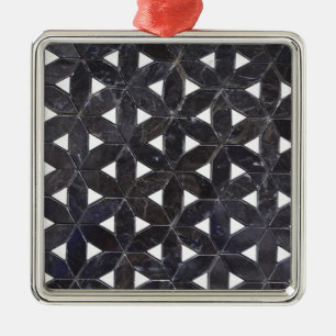 Ornamento De Metal Nero Marquina Geométrico Latice Mosaico