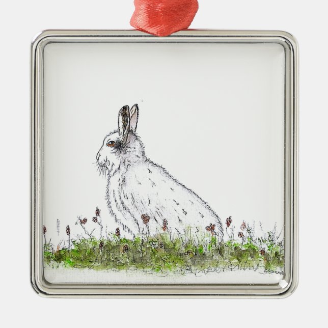 Ornamento De Metal Neve Hare (Frente)