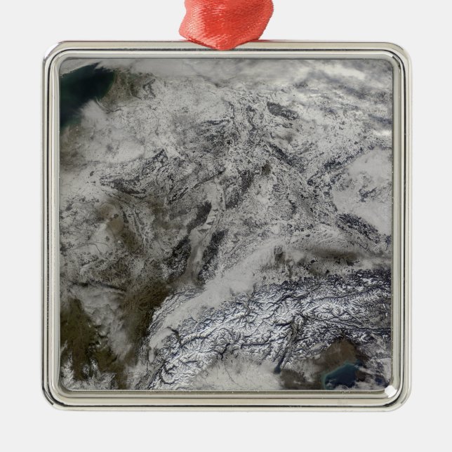 Ornamento De Metal Neve na Europa (Frente)