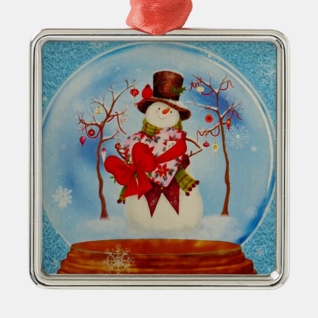 Ornamento De Metal Neve num globo de neve (Frente)