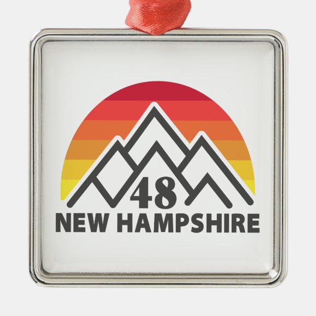 Ornamento De Metal New Hampshire 48 Retro Mountain (Frente)
