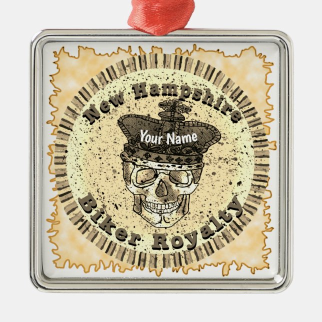 Ornamento De Metal New Hampshire Biker  (Frente)