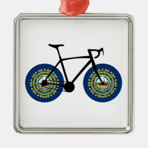 Ornamento De Metal New Hampshire Flag Cycling