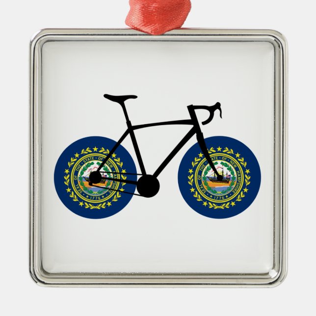 Ornamento De Metal New Hampshire Flag Cycling (Frente)