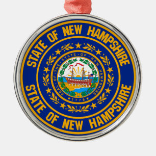Ornamento De Metal New Hampshire Round Emblem