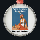 Ornamento De Metal New Jersey Beaches ~ Stone Harbor<br><div class="desc">Retro 1920,  estilo mais flexível,  costado em Nova Jersey Beach.</div>