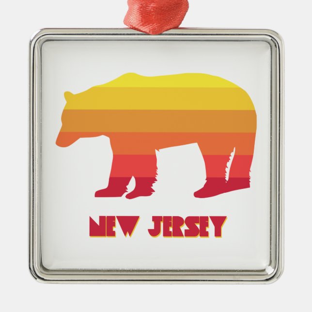 Ornamento De Metal New Jersey Bear Rainbow (Frente)