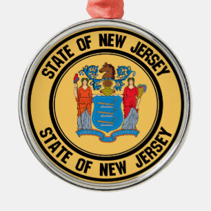 Ornamento De Metal New Jersey Round Emblem