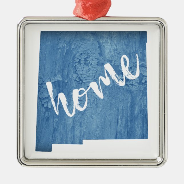 Ornamento De Metal New Mexico Home Wood Grain (Frente)