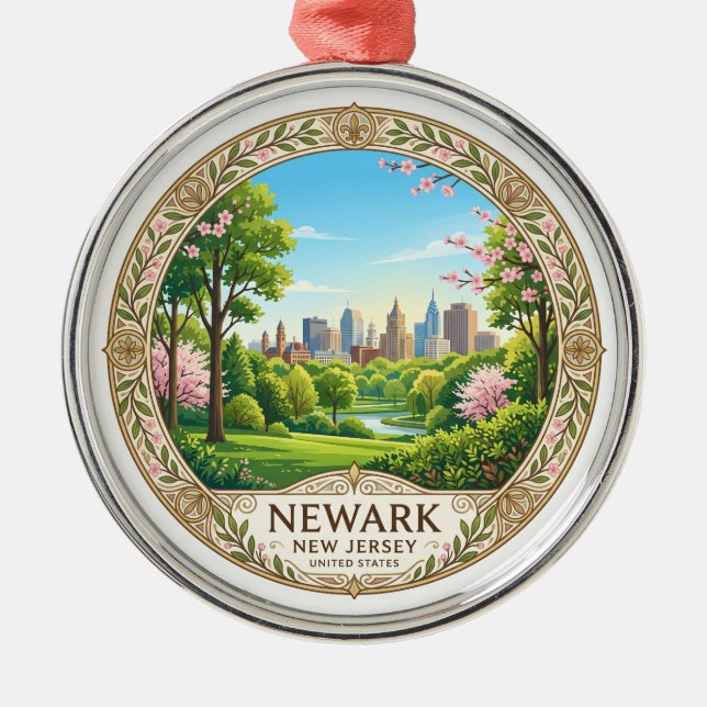 Ornamento De Metal Newark Nova Jersey (Frente)