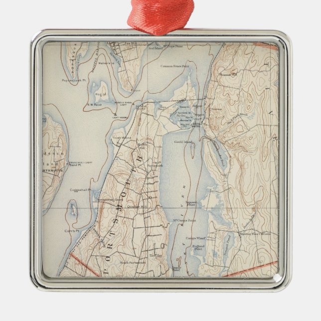 Ornamento De Metal Newport County, Rhode - ilha (Frente)