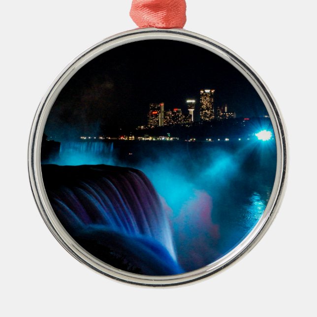 Ornamento De Metal Niagara Falls na noite (Frente)