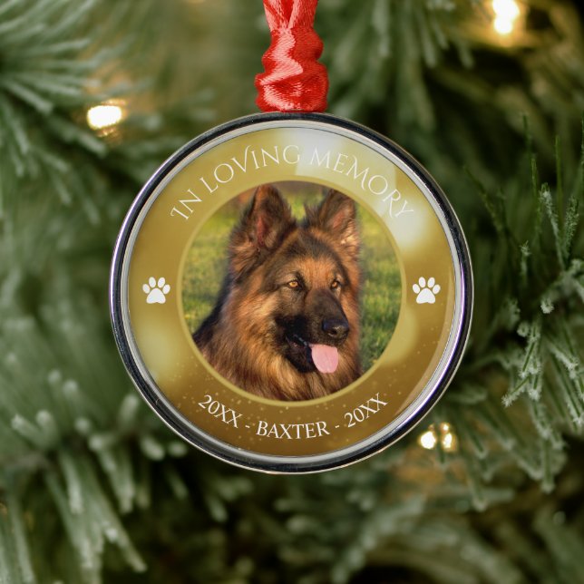 Ornamento De Metal No Loving Memory Pet Photo Dourado Keepsaet (Árvore)