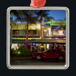 Ornamento De Metal Noite em Ocean Drive, South Beach, Miami<br><div class="desc">Noite em Ocean Drive,  South Beach,  Miami Beach,  Florida,  EUA � Greg Johnston / DanitaDelimont.com</div>