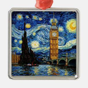 Ornamento De Metal Noite Estrelada Big Ben Londres Inglaterra