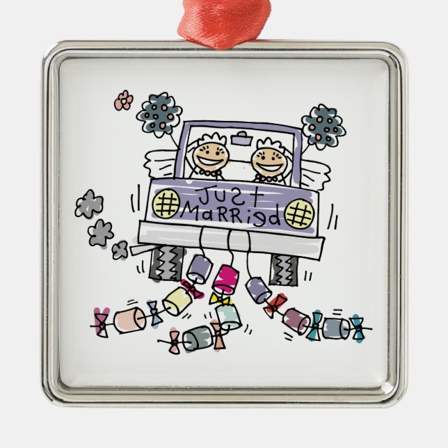 Ornamento De Metal Noivas de Casamento Lésbicas (Frente)