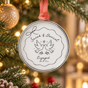 Ornamento De Metal Noivos Minimalistas Personalizados Pássaros do Amo