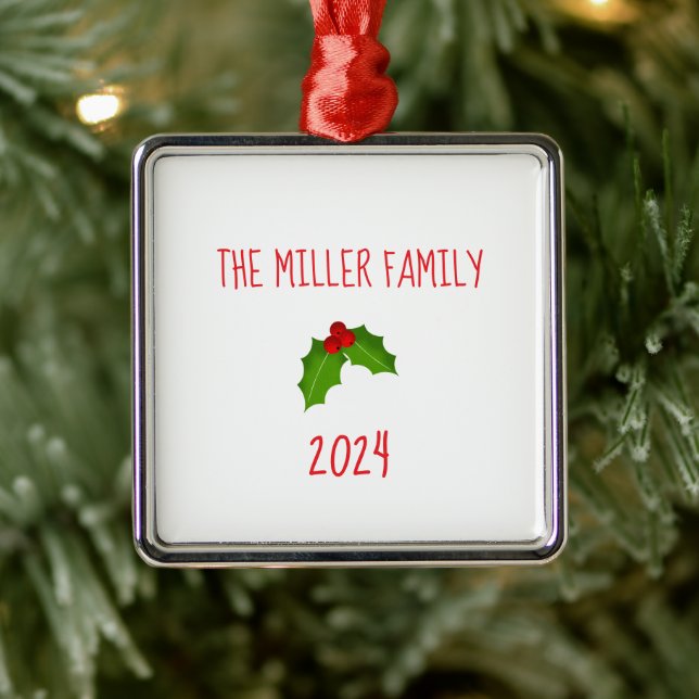 Ornamento De Metal NOME DA Família Natal Holly Keepsasawn ANO Festivo (Árvore)