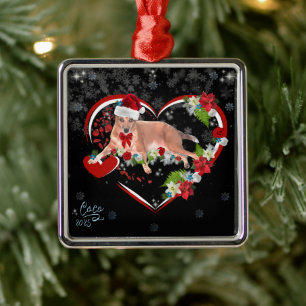 Ornamento De Metal Nome de Família Fofo e Data de Natal