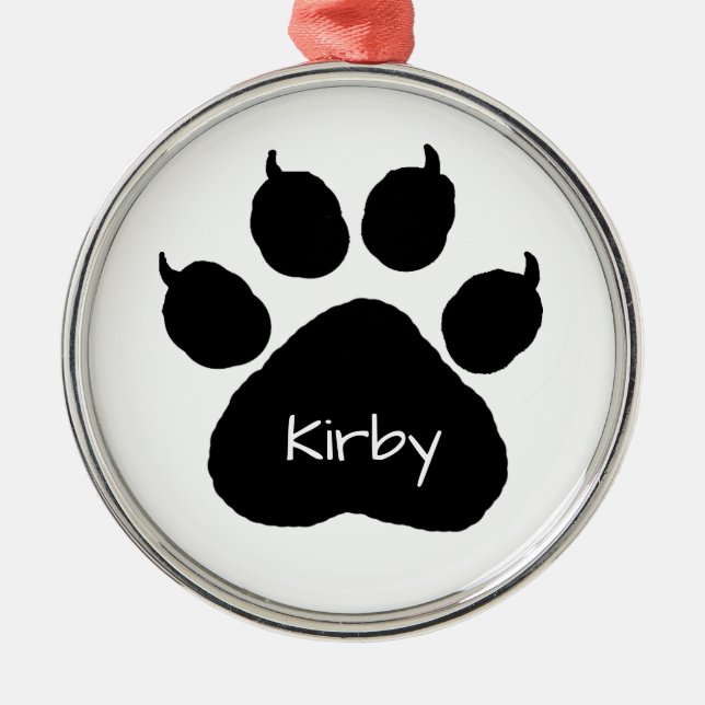 Ornamento De Metal Nome do cão Pata Personalizada Imprimir Natal (Frente)