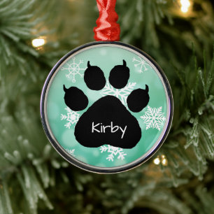 Ornamento De Metal Nome do cão Pata Personalizada Imprimir Natal