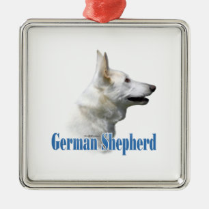 Ornamento De Metal Nome do German shepherd Branco