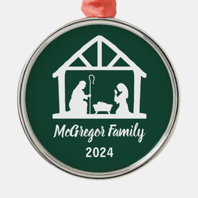 Ornamento De Metal Nome e Ano da Família do Criador Natal (Frente)