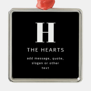 Ornamento De Metal Nome e Mensagem do Monograma Moderno Editável Pr