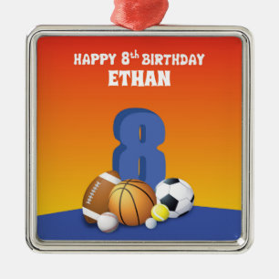 Ornamento De Metal Nome Personalizado 8. º Aniversário de Esportes