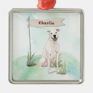 Ornamento De Metal Nome Personalizado Americano Staffordshire Terrier