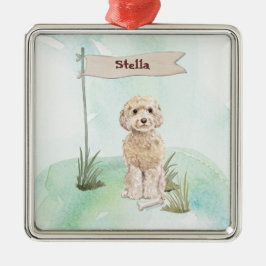 Ornamento De Metal Nome Personalizado Cão-de-caule de Cockapoo