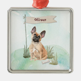 Ornamento De Metal Nome Personalizado Cão-de-Pé-Bulgue Francês