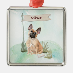 Ornamento De Metal Nome Personalizado Cão-De-Pé-De-Lã Francês