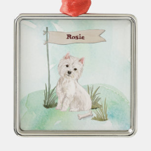 Ornamento De Metal Nome Personalizado Cão Pet Westie