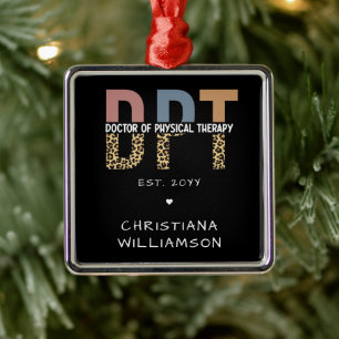 Ornamento De Metal Nome Personalizado DPT Doutor em Terapia Física Ch