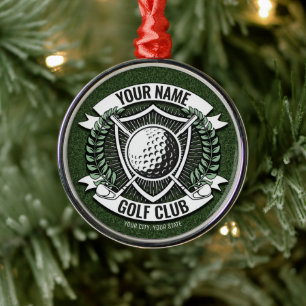 Ornamento De Metal Nome Personalizado Golfer Golf Club Turf Clubhouse