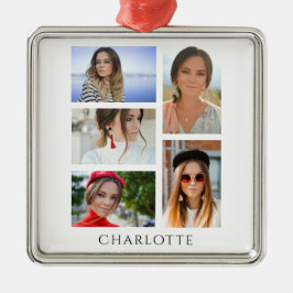 Ornamento De Metal Nome Personalizado Múltiplo Elegante Simples
