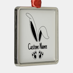 Ornamento De Metal Nome Personalizado Páscoa Coelhinha