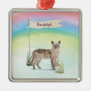 Ornamento De Metal Nome Personalizado Pet de Gato Tonquinês