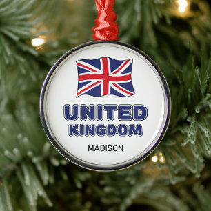 Ornamento De Metal Nome Personalizado Sinalizador Reino Unido