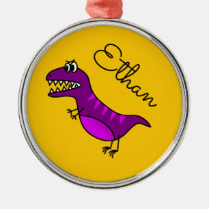Ornamento De Metal Nome roxo irritado do dinossauro dos desenhos
