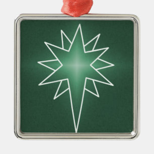 Ornamento De Metal Norte Star Premium Square Ornament, Verde