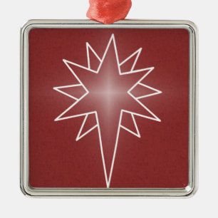 Ornamento De Metal Norte Star Premium Square Ornament, Vermelho