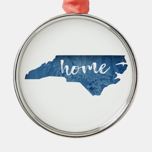 Ornamento De Metal North Carolina Home Wood Grain (Frente)