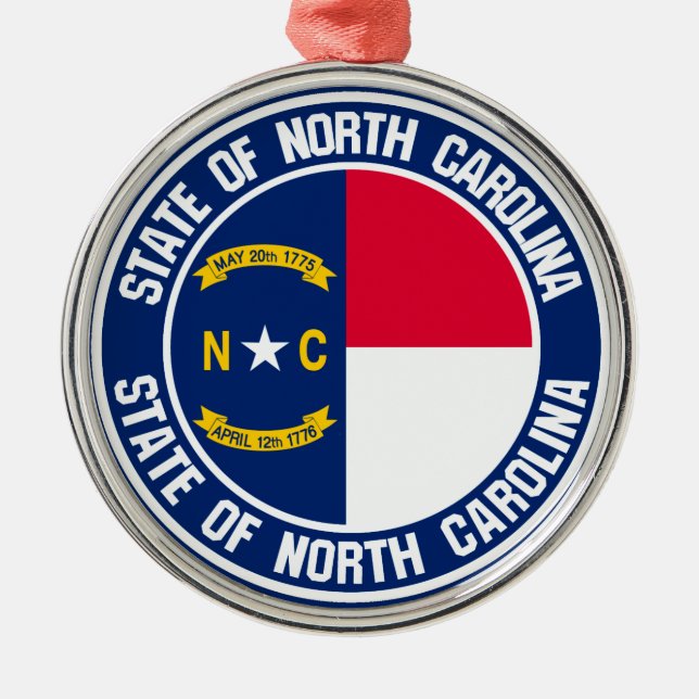 Ornamento De Metal North Carolina Round Emblem (Frente)