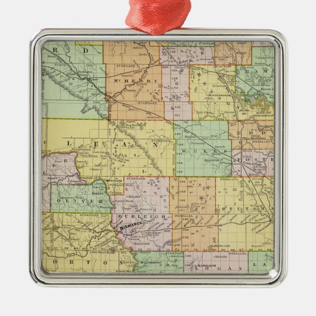 Ornamento De Metal North Dakota (Frente)