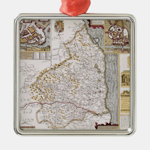 Ornamento De Metal Northumberland, gravado por Jodocus Hondius