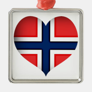 Ornamento De Metal Norway Flag Heart