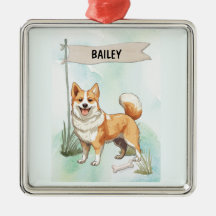 Norwegian Lundehund Watercolor Personalized Dog